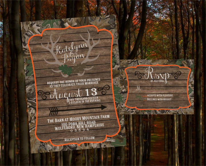 Handmade Camo Wedding Invitation Set