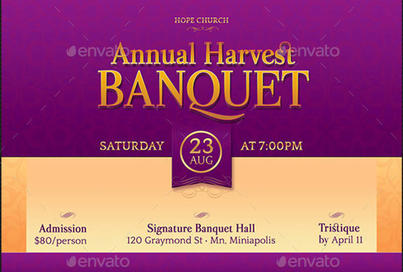 harvest banquet invitation postcard template