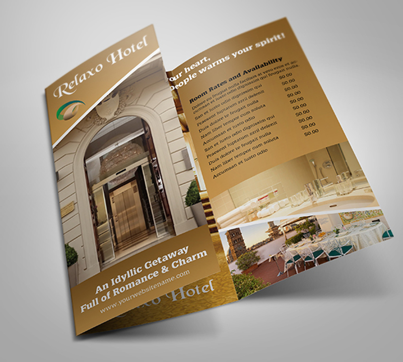 hotel and motel tri fold business brochure template