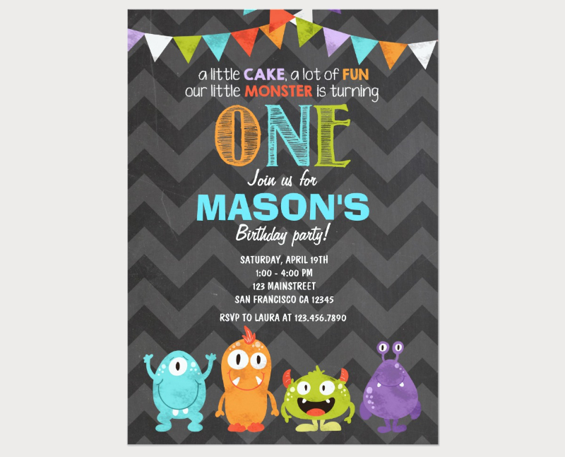 little monster birthday party invitation