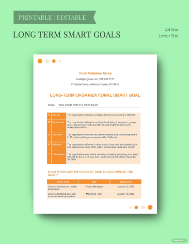 Long Term Smart Goals Template