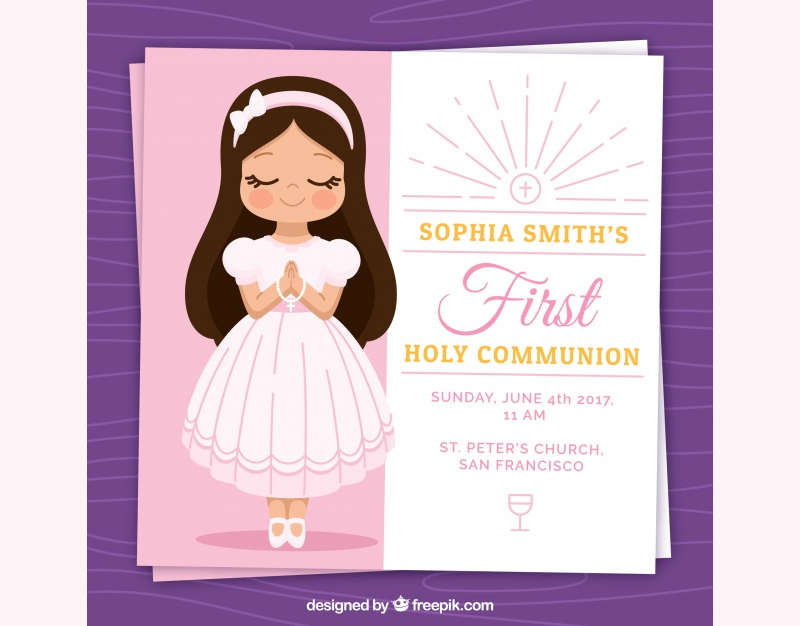 Lovely First Girl Communion Invitation