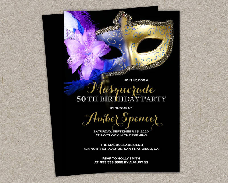 Masquerade 50th Birthday Invitation