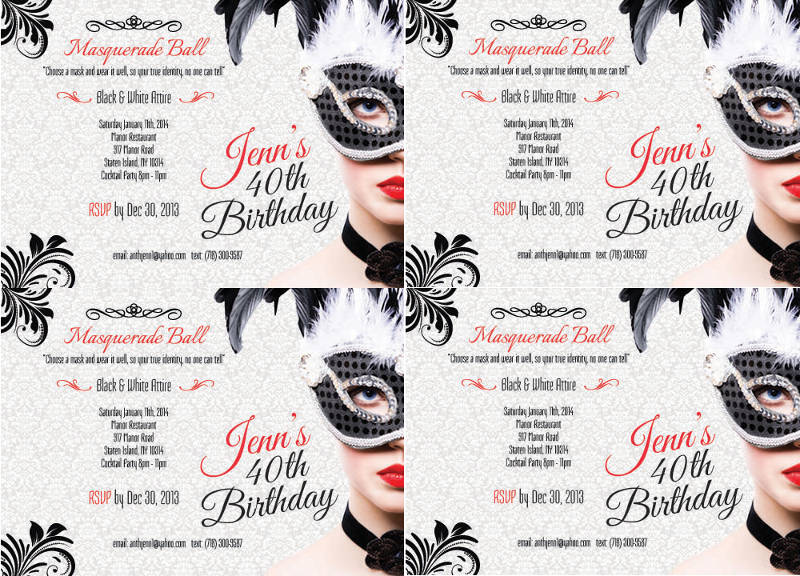 masquerade ball birthday invitation