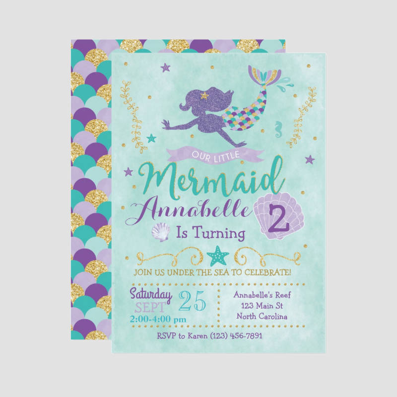 mermaid birthday party invitation