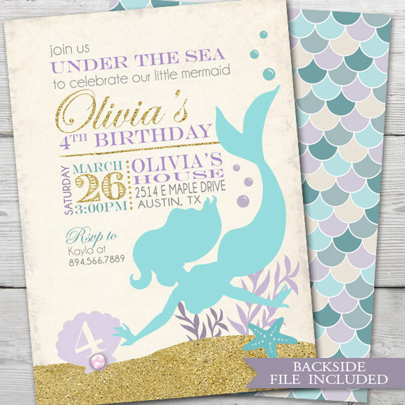 Mermaid Under The Sea Birthday Invitation