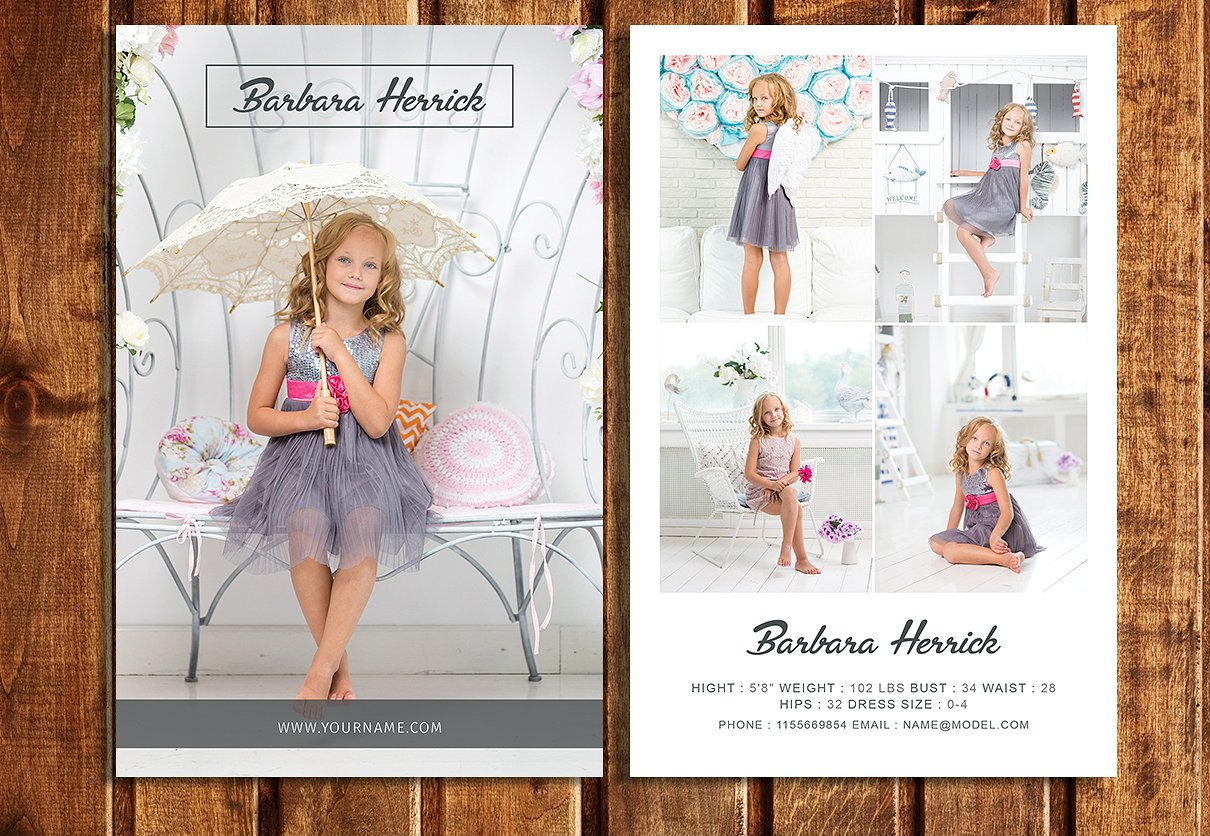 free model comp card template download