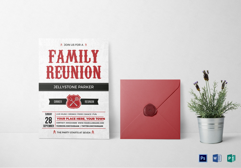 modern family reunion invitation card template
