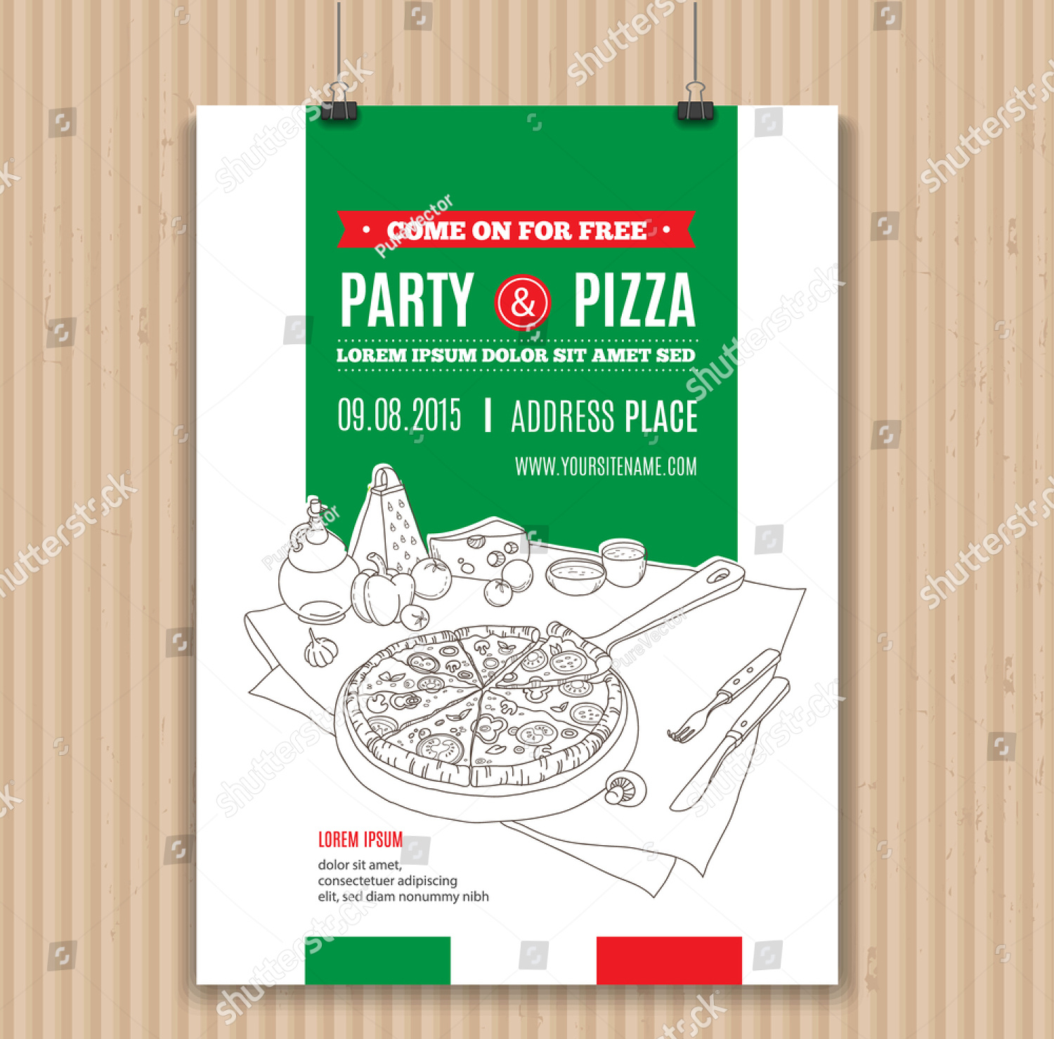 Modern Pizza Party Invitation