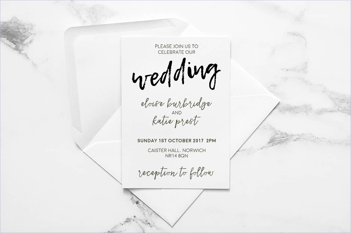 monochrome wedding invitation