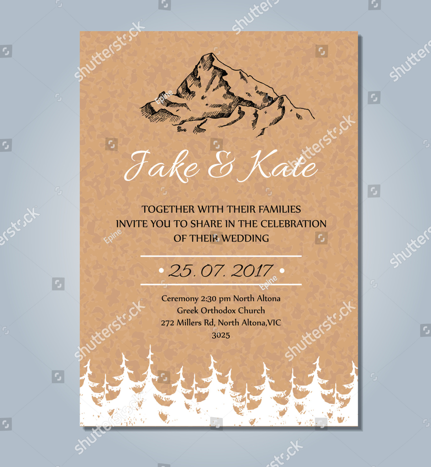 mountain wedding invitation