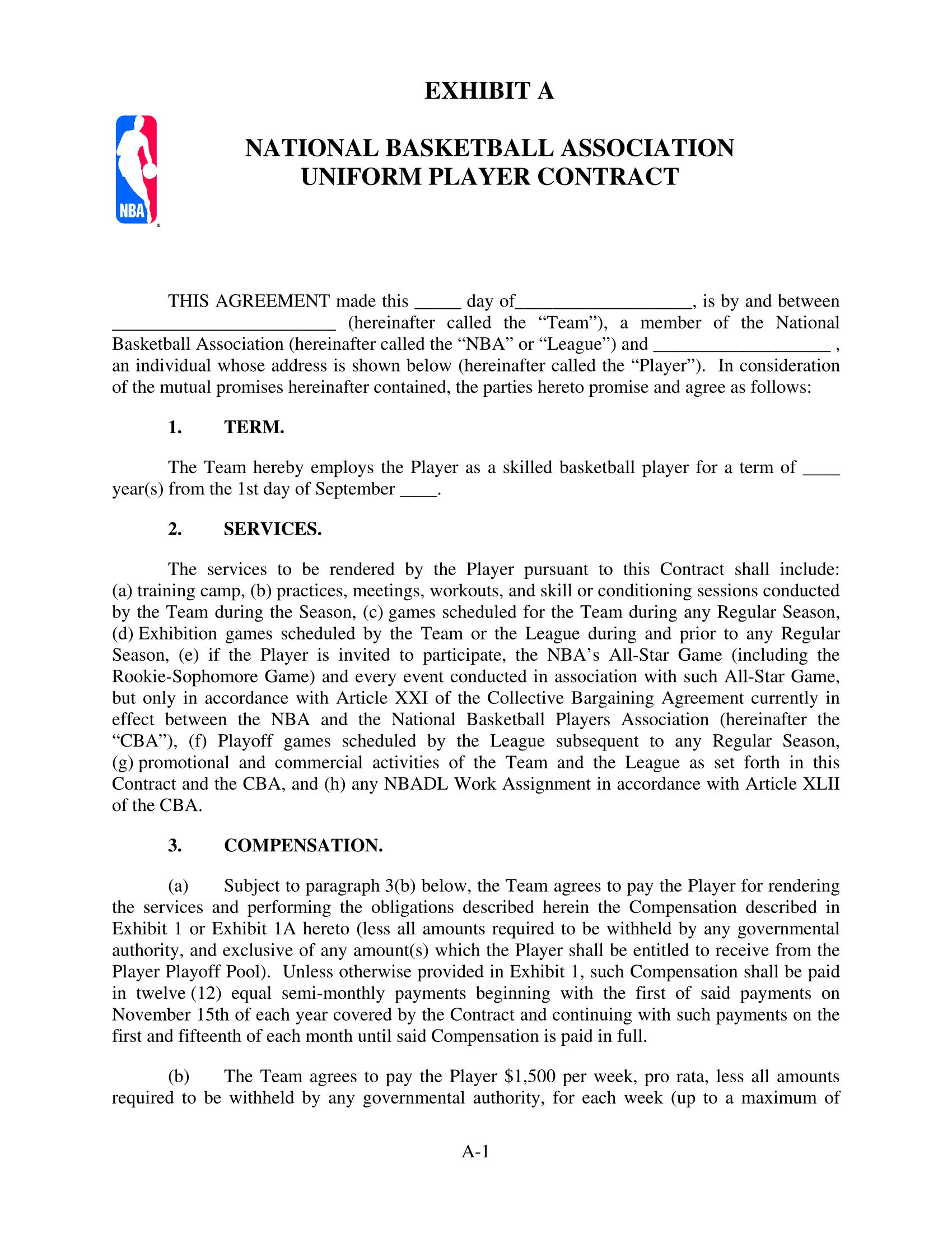 Uniform Agreement Template