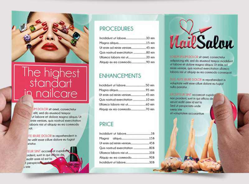 Nail Salon Tri-Fold Brochure Template
