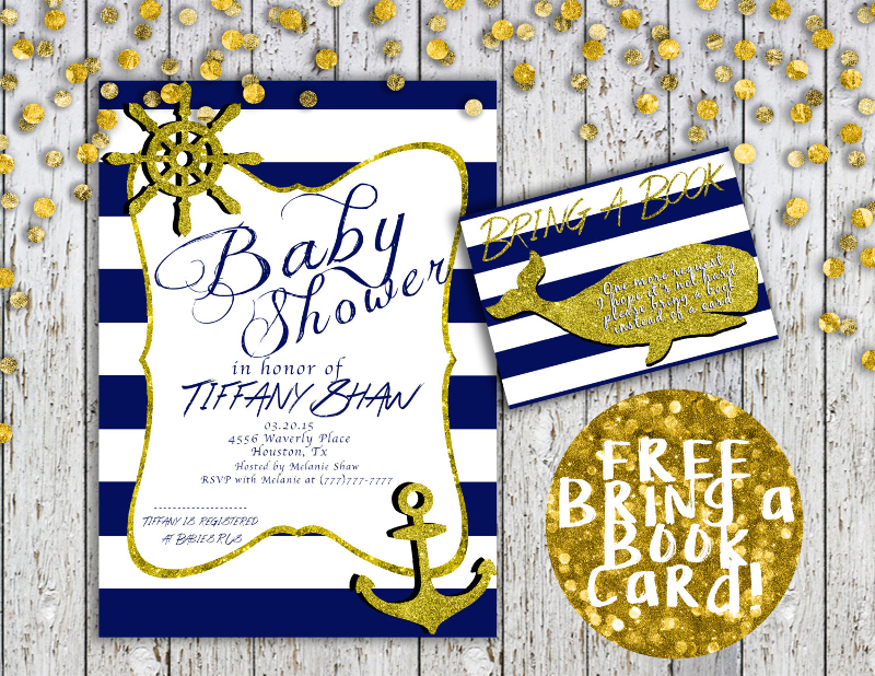 nautical baby boy shower invitation