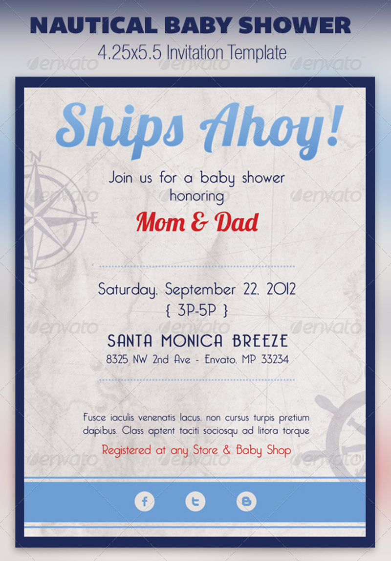 nautical baby shower invitation template