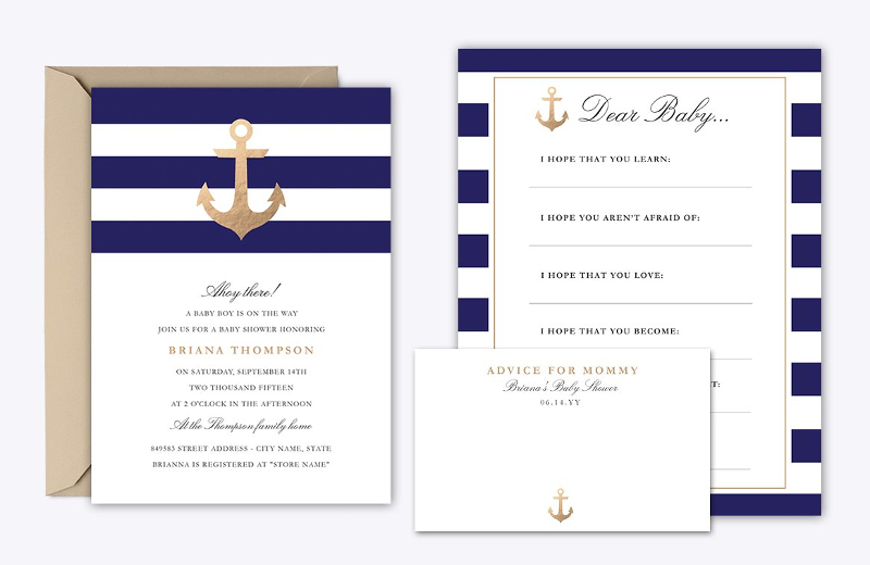 nautical navy baby shower invitation 