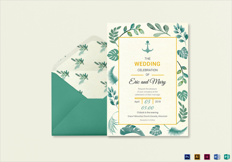 Nautical Wedding Invitation Card Template1