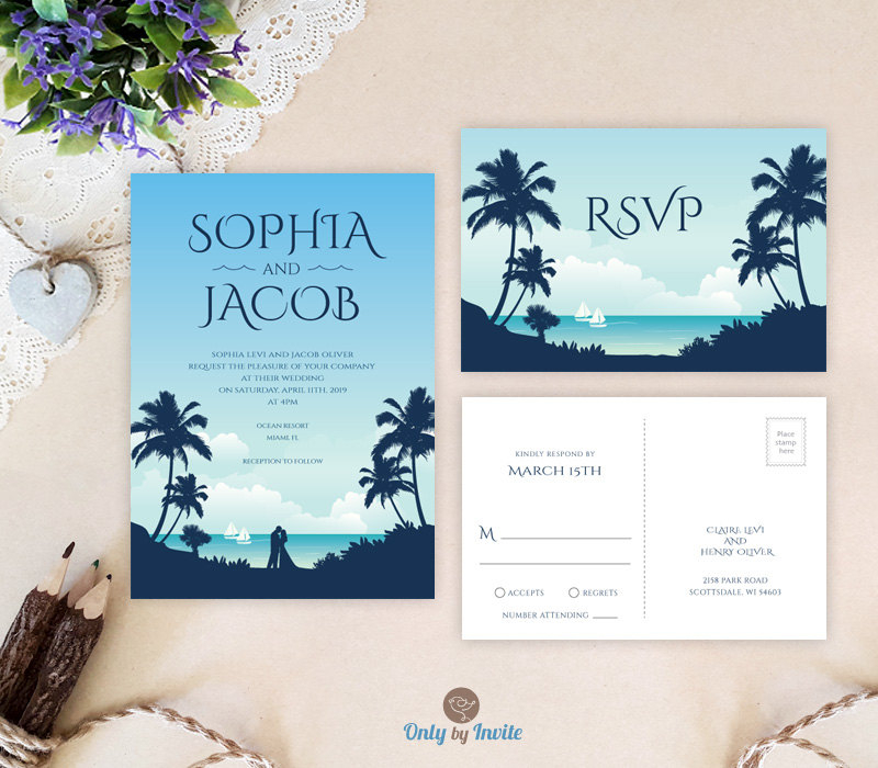 palm wedding invitation