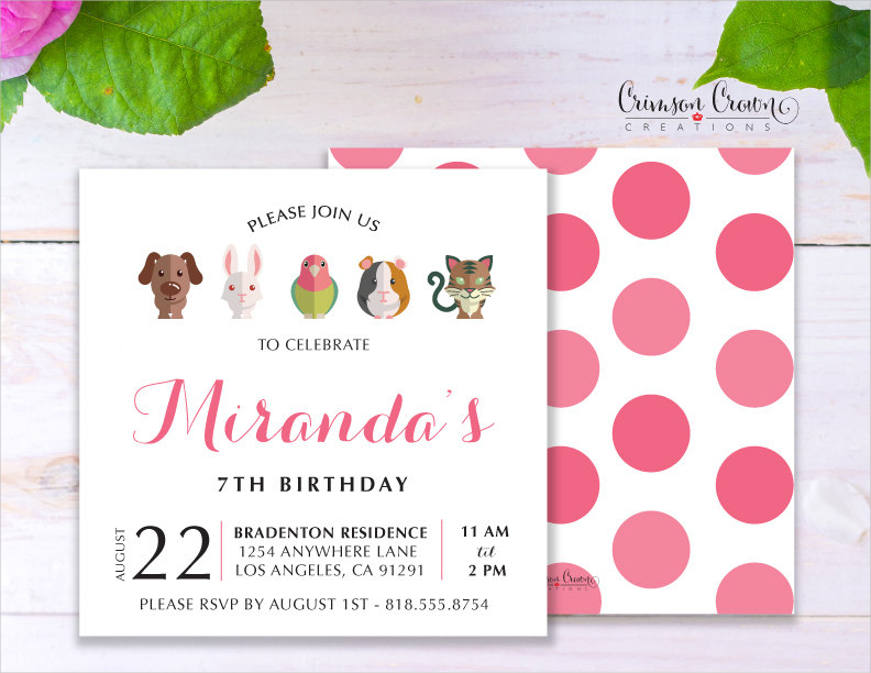 Pets Child's Birthday Invitation