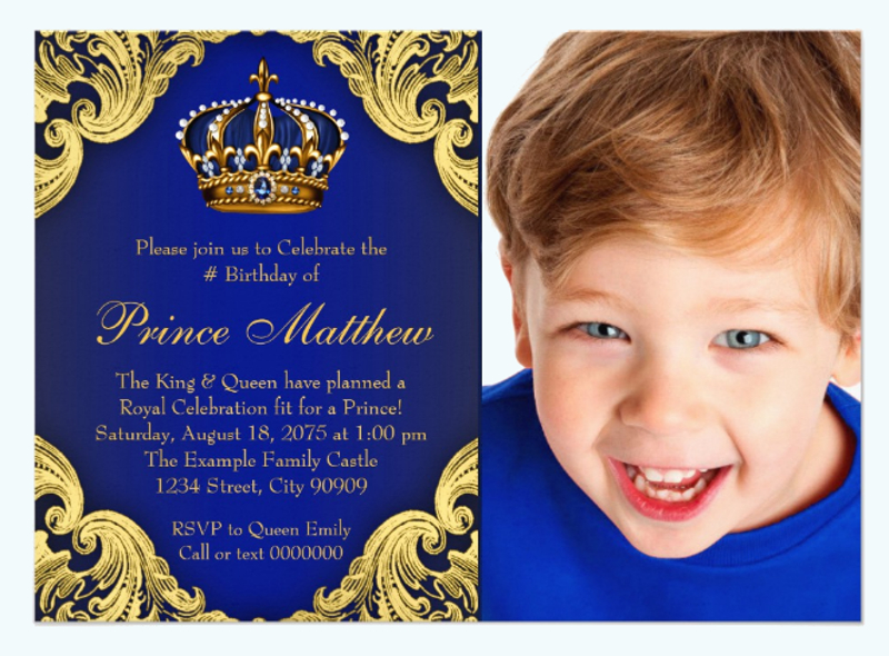 photo prince birthday party invitation