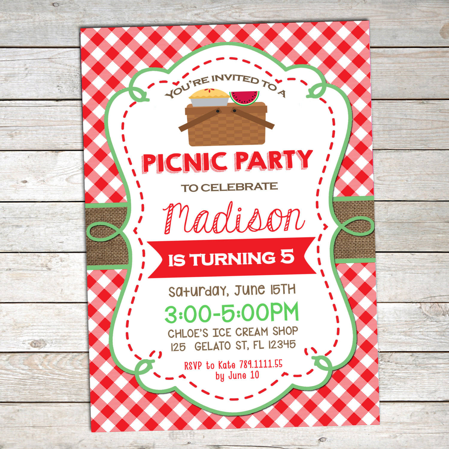 picnic birthday party invitation
