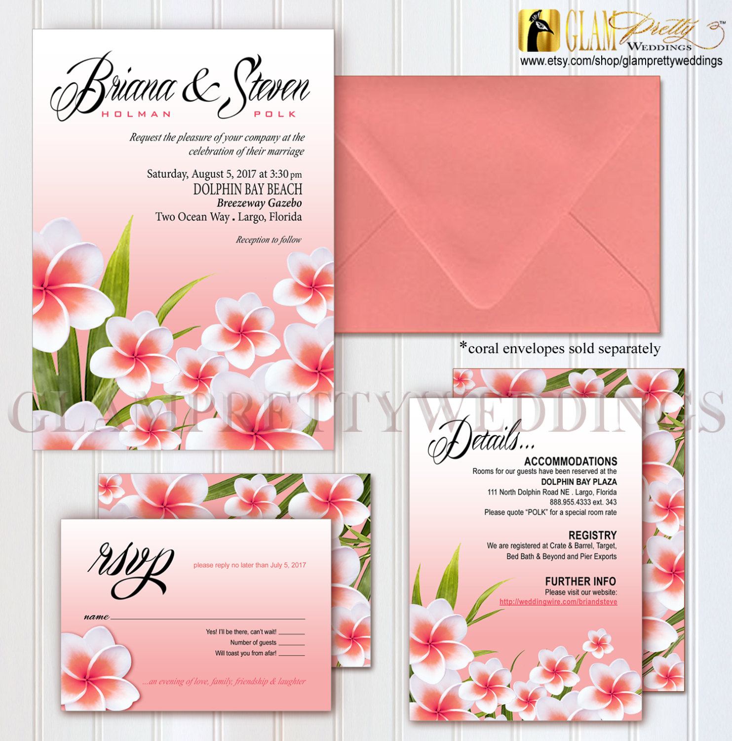 pink floral wedding invitation