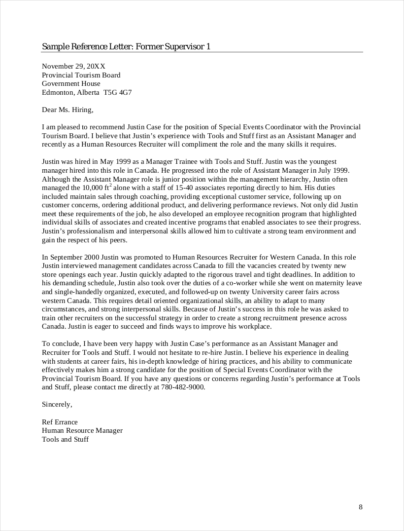 Employee Reference Letter Format