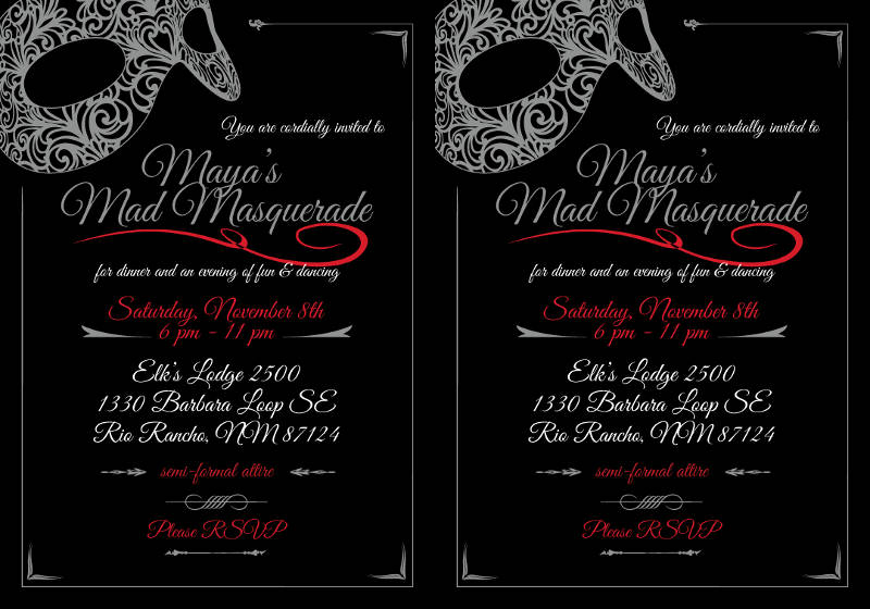 Printable Masquerade Birthday Invitation