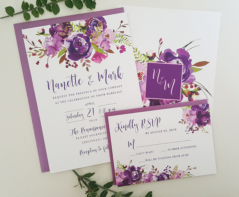 Printable Purple Wedding Invitation