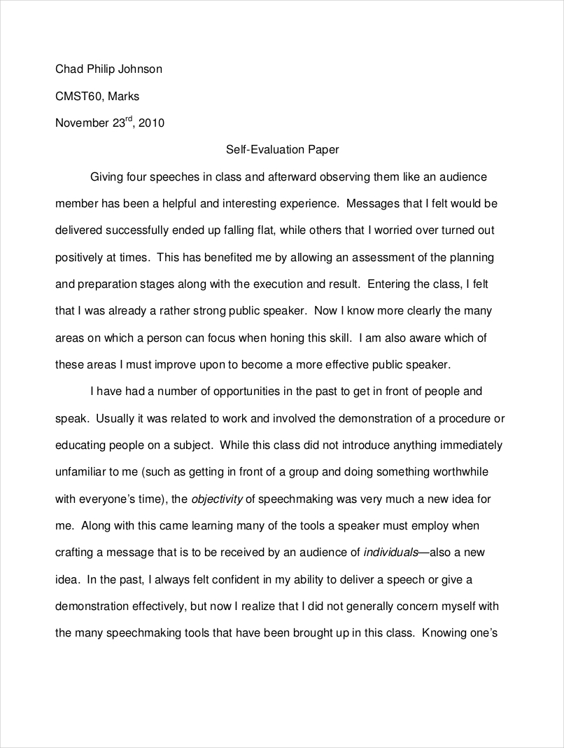 printable self evaluation essay sample1