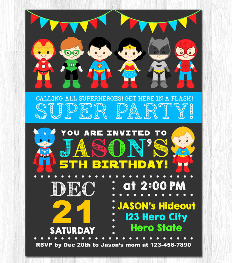 Featured image of post Superheroes Birthday Invitation Template