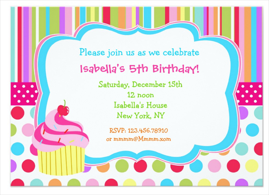 Rainbow Cupcake Birthday Party Invitation