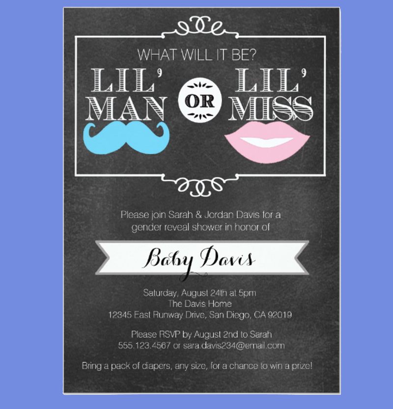 reveal party baby shower invitation 