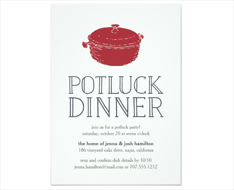 rustic modern potluck dinner party invitation