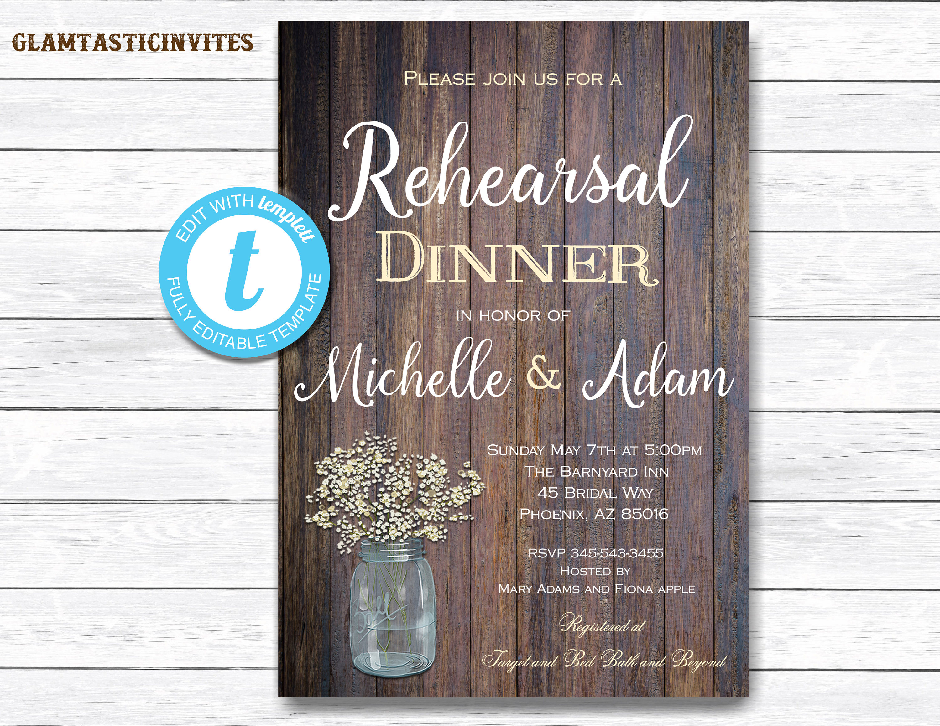 Rustic Rehearsal Dinner Invitation