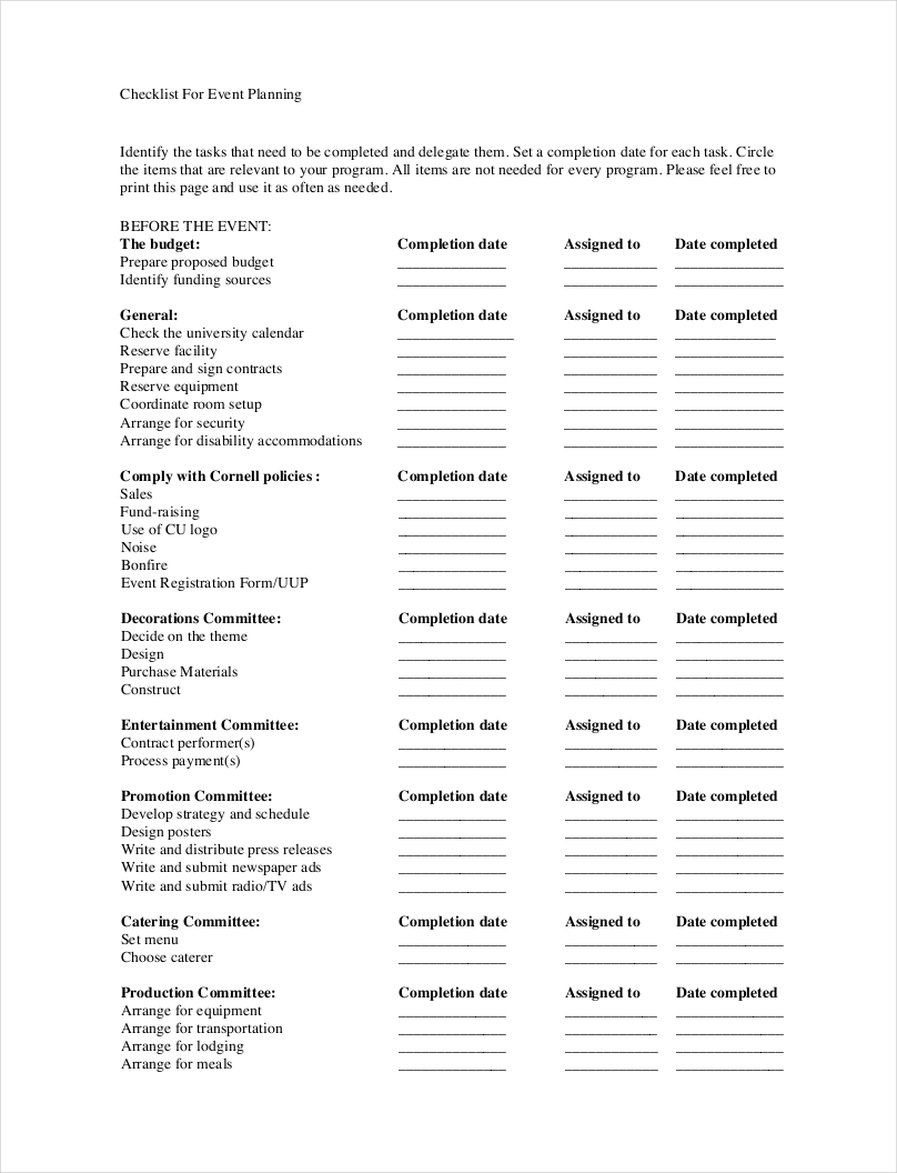 sample checklist for event planning1