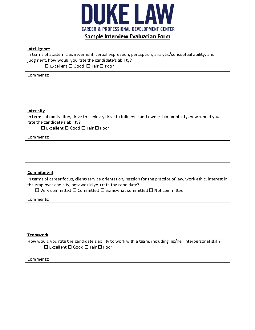 Interview Evaluation Form - 9+ Examples, Format, Pdf | Examples