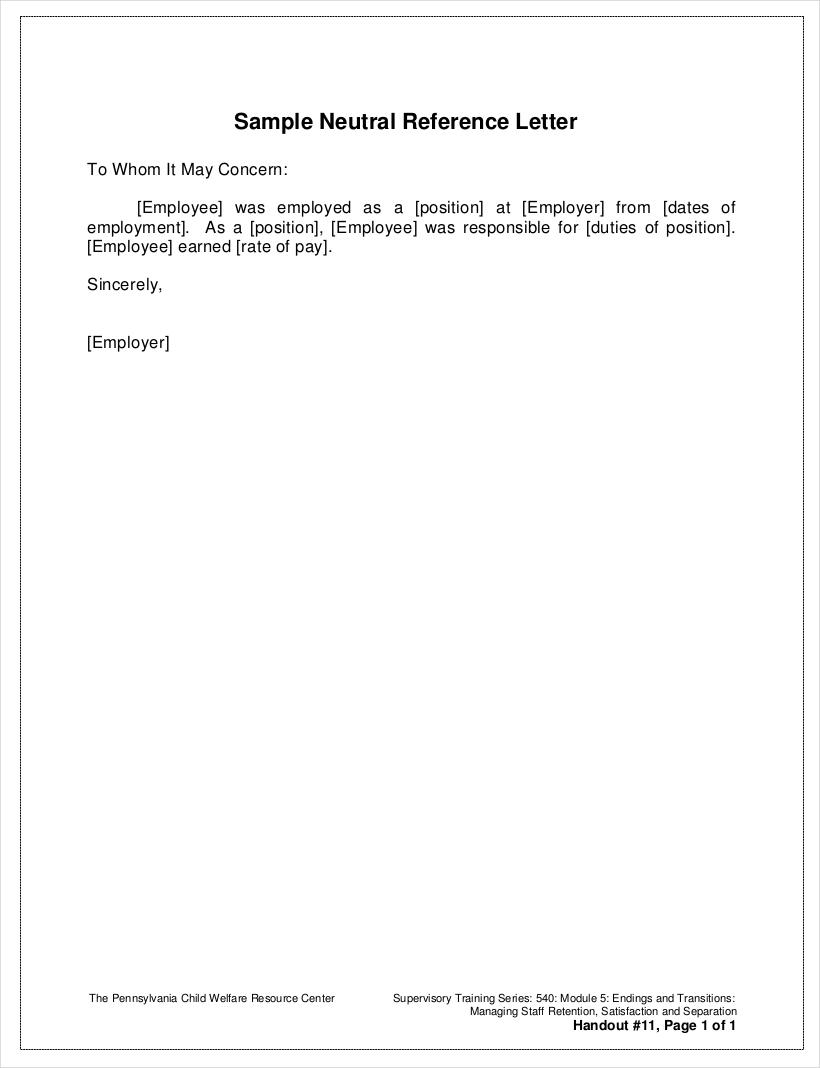 Job Reference Letter Template Uk