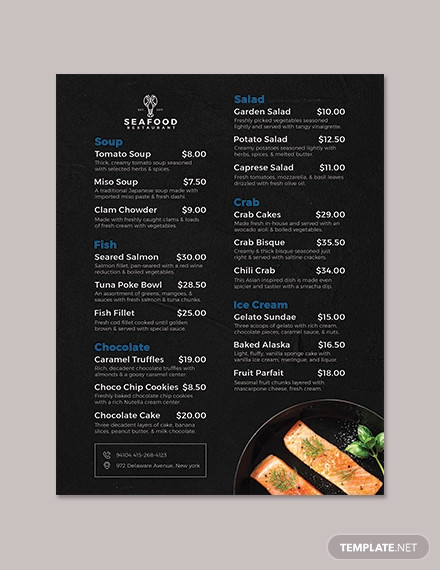 Seafood Flyer Menu Template