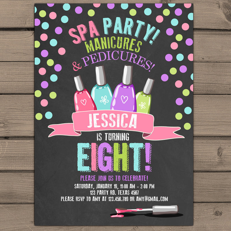 spa chalkboard party invitation