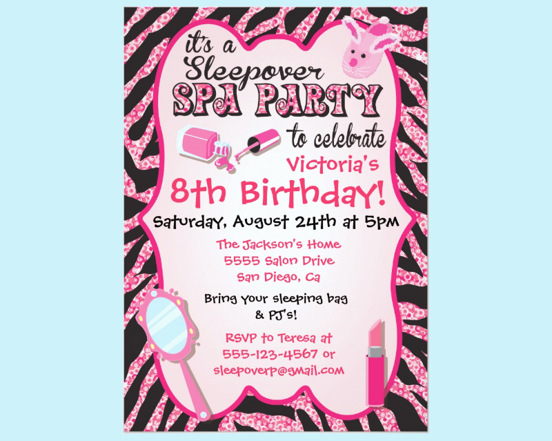 sparkle sleepover spa birthday party invitation1