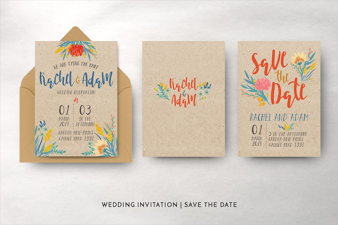 summer floral wedding invitation