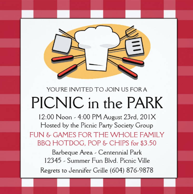 summer picnic bbq invitation