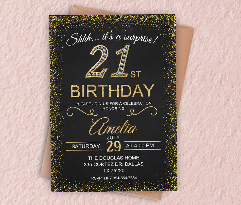 surprise 21st birthday invitation