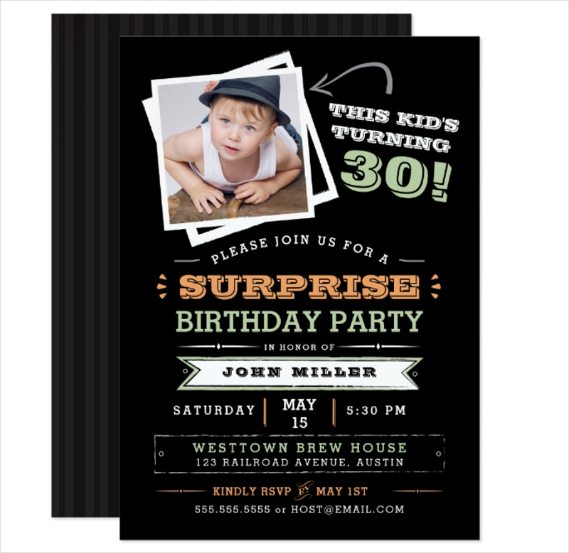 surprise birthday photo invitation