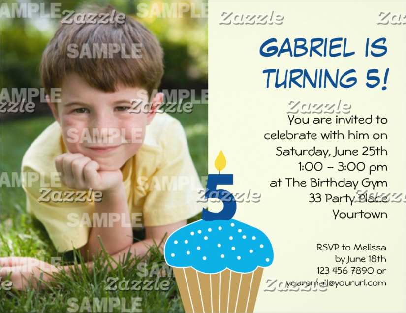 sweet cupcake 5th birthday party invitation