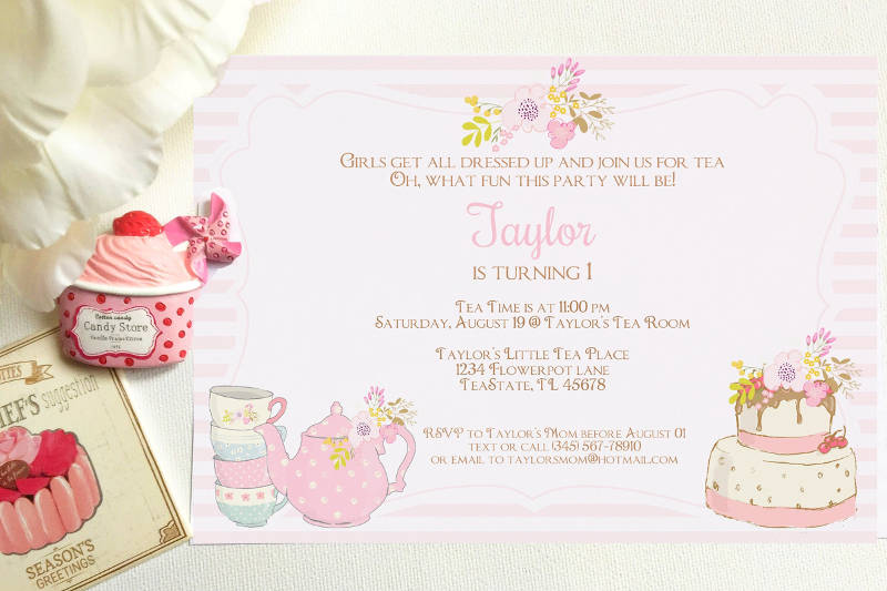tea party birthday invitation template