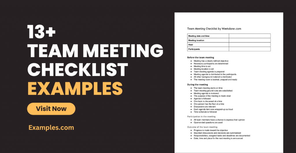 Team Meeting Checklist Examples