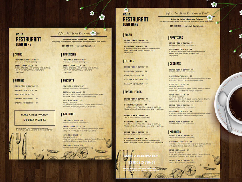 vintage menu template