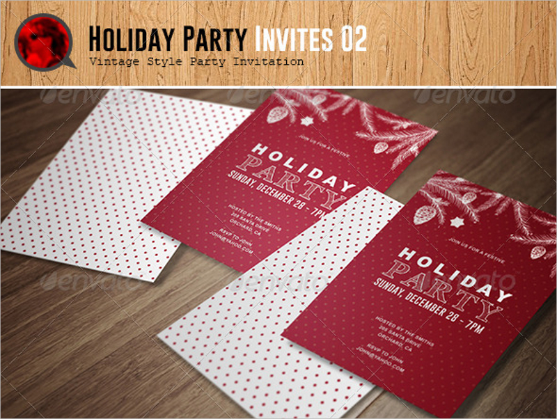 Vintage Style Holiday Party Invitation